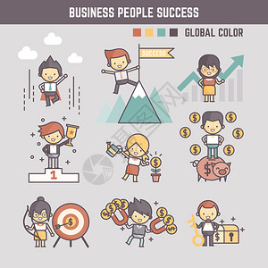 介绍商业界人士成功事例的漫画图片