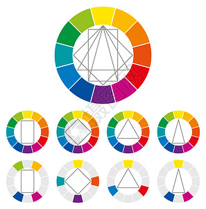 伊顿公学具有四种不同几何形式的色轮插画