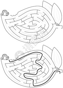 卡特彼勒迷宫儿童用黑白解决方案图片