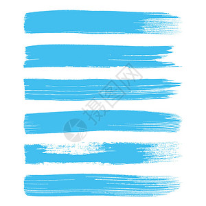 孤立的蓝色矢量艺术画笔描边集合图片