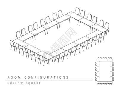 会议室设置布局配置空心方形等距样式图片