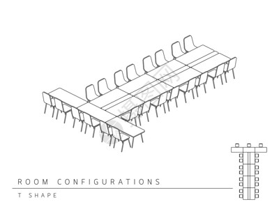 会议室设置布局配置T形等距样式图片