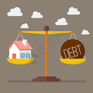 规模上的房屋和债务平衡经营理念图片