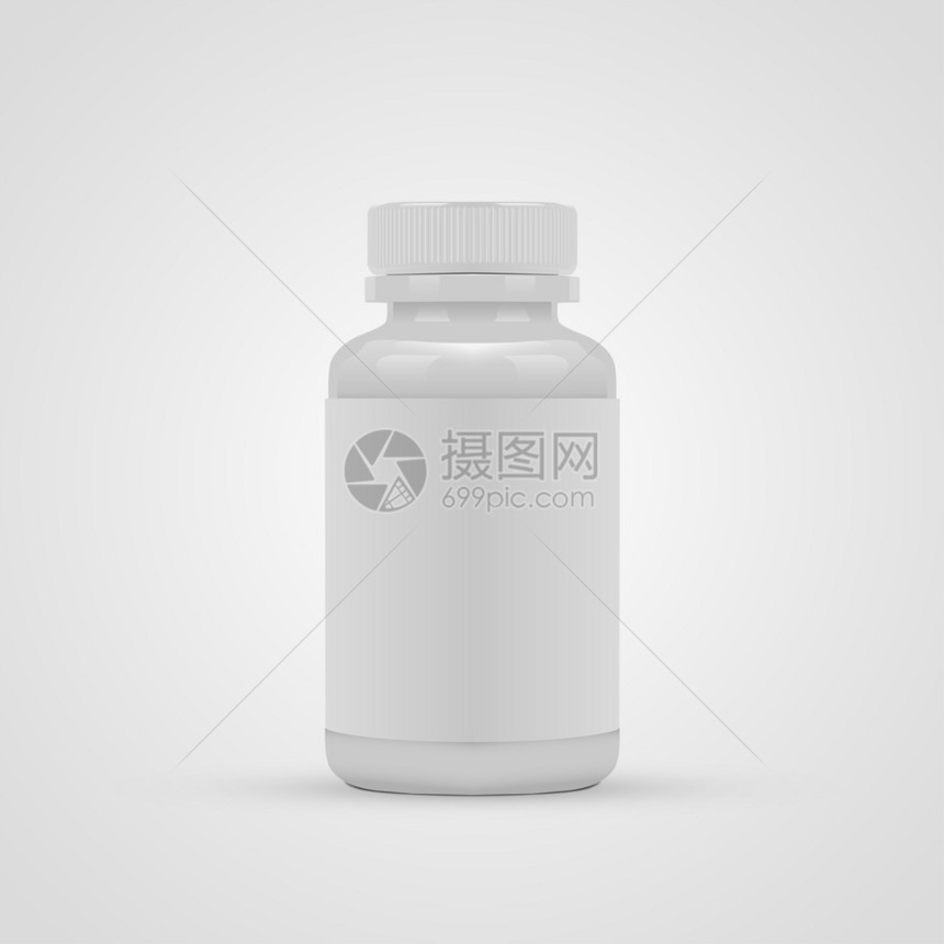 空白药丸容器白色背景上有空白标签图片