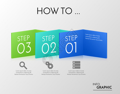 具有三步的矢量多彩横幅有商业图标图片