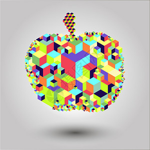 Bright立方苹果水独有的现代多彩矢量图标易于编图片