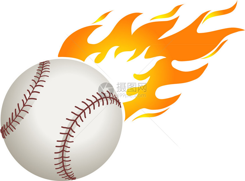 棒球与火焰插图图片