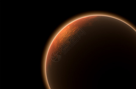 火星行的A3D变形太阳在暗孤立的图片