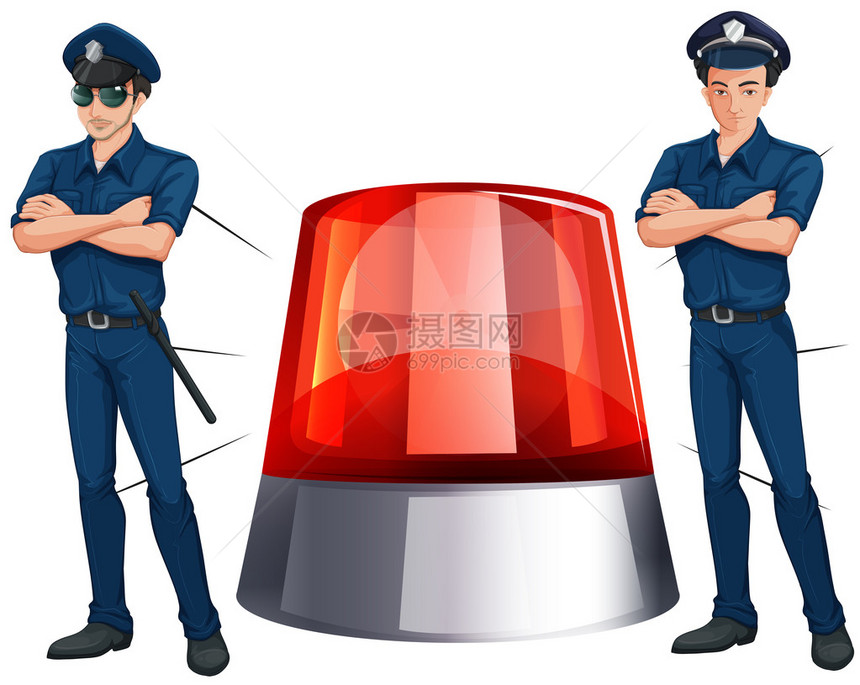 警察和警笛灯插图图片
