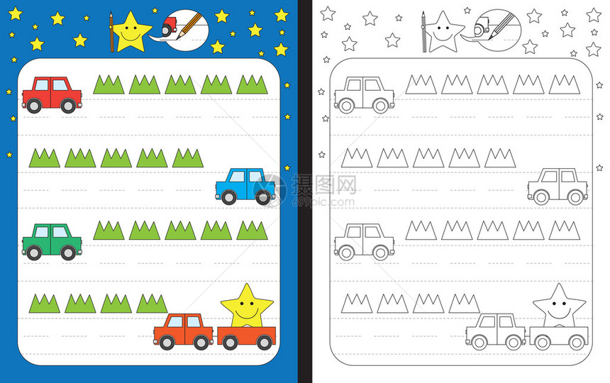 学龄前练习精细技巧工作表图片