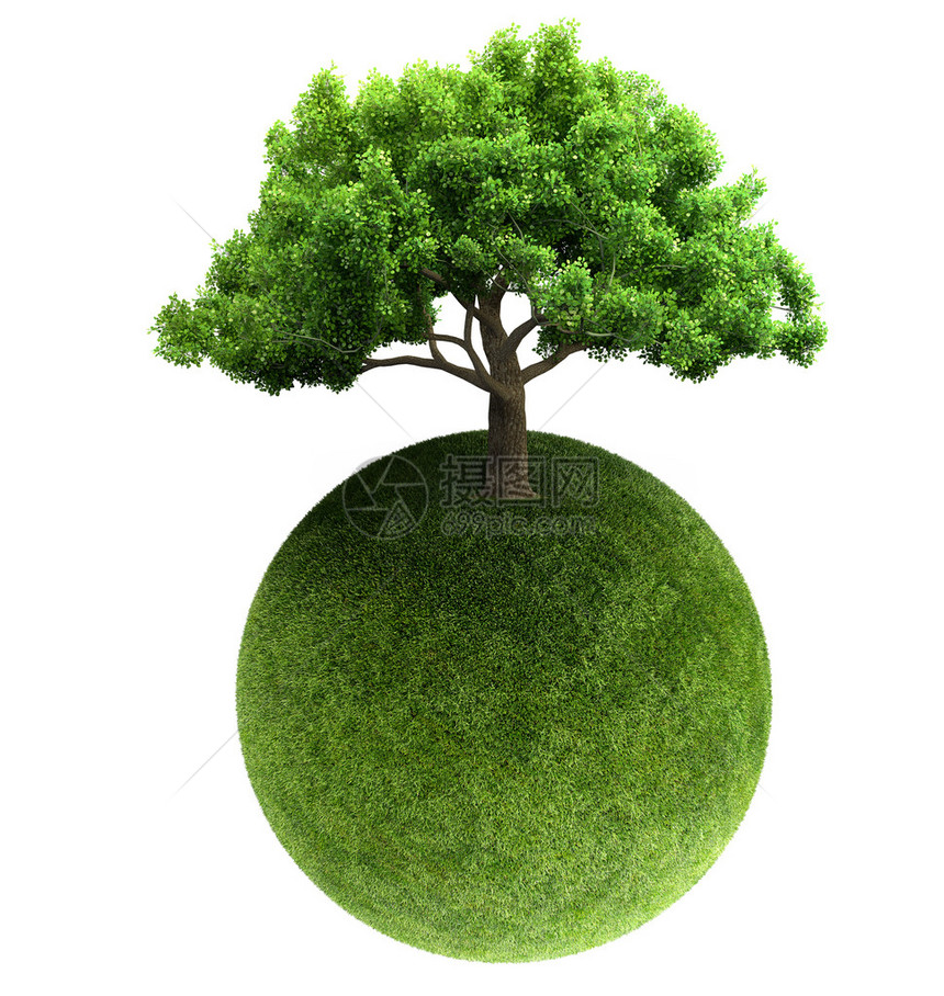 绿树与地球3D渲染图图片