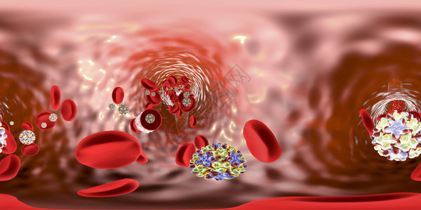 血液中含有红血细胞和白血球的乙型肝炎的360插画