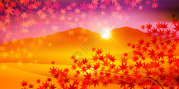 秋叶天风景背背景图片