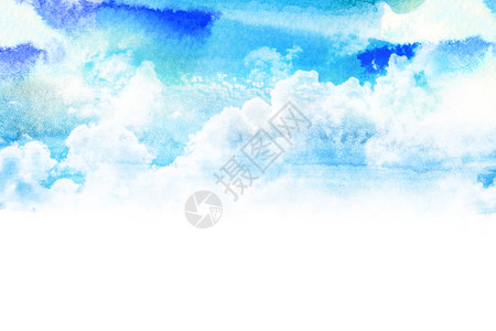 有云的天空水彩画艺术自然绘画抽象背图片