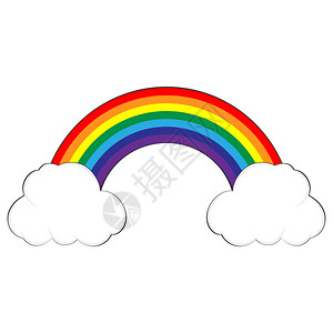 七彩虹在白云中的插图插画