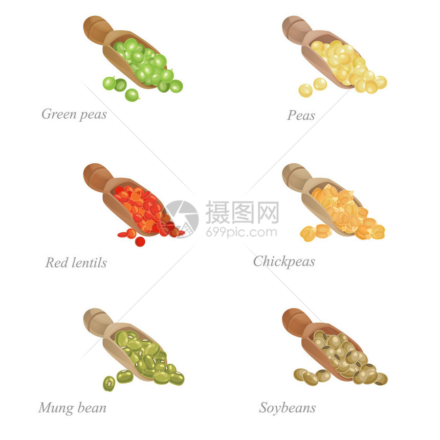 有铁铲有青豆红扁豆芒果豆和其他图片