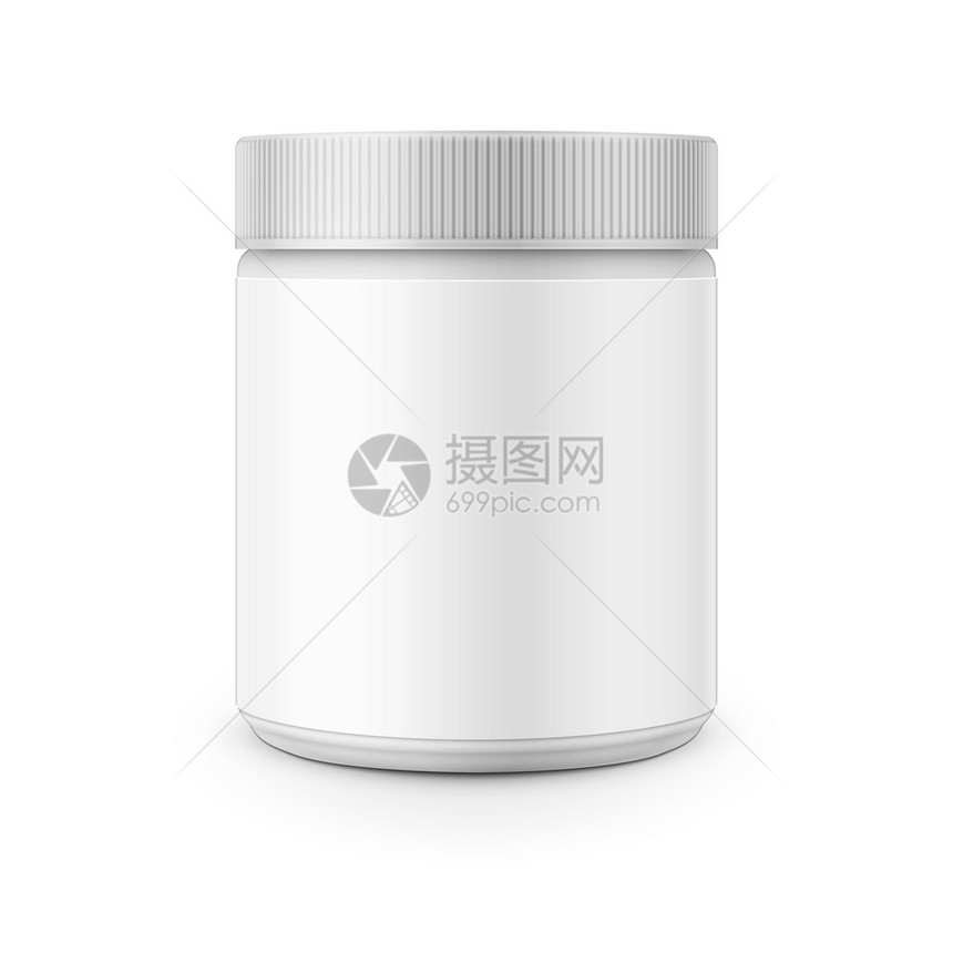 用于去污剂洗衣粉洗衣粉等的白色塑料罐模板矢量图片