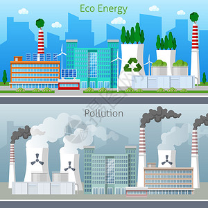 生态工厂绿色能源和空气污染城市图片