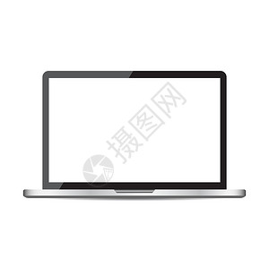 白色屏幕平面图标的笔记本电脑图片
