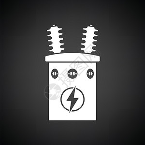 电变压器图标黑色背景和白色图片