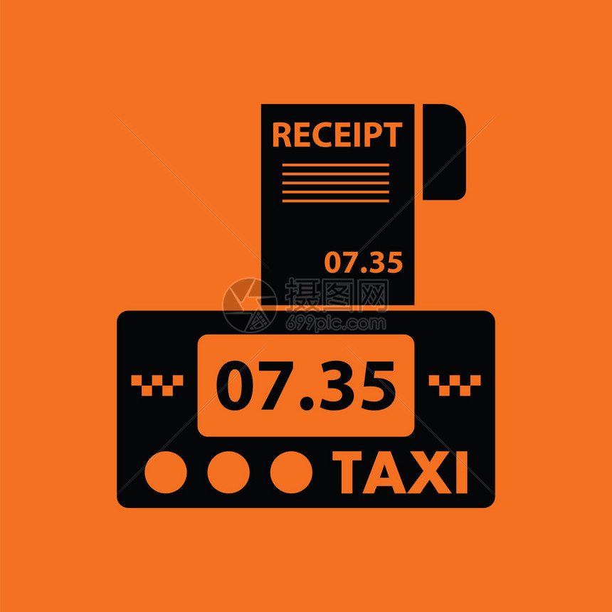 带收据图标的计程车表黑色橙背图片