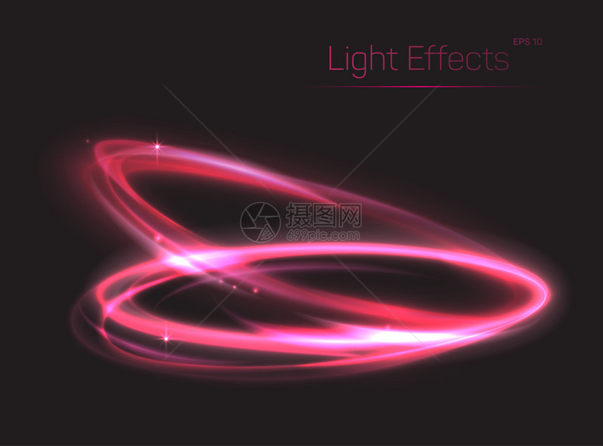 用于灯光效果背景的粉色霓虹灯椭圆或形由等离子体粒子辐射制成的漩涡闪亮环可用于光度模板或小册子海图片