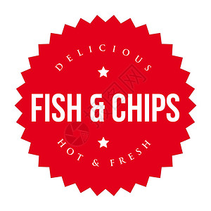鱼和薯条复古标签红色图片