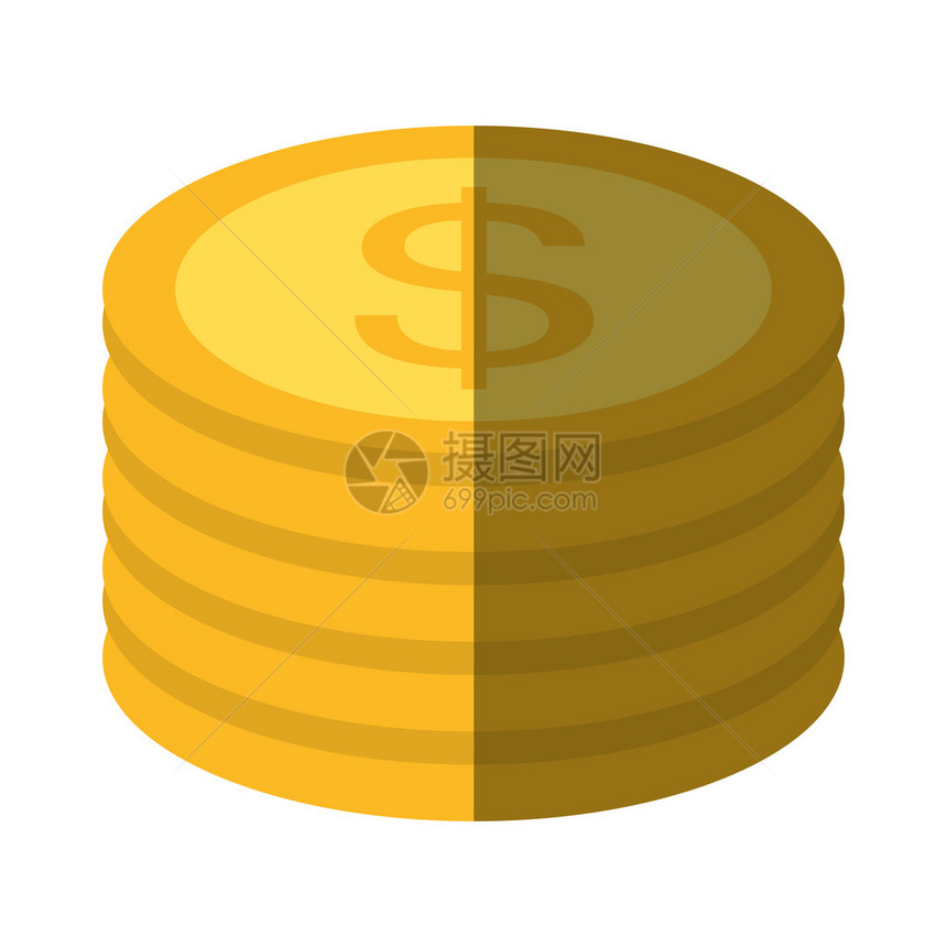 硬币钱孤立图标矢量插图设计图片