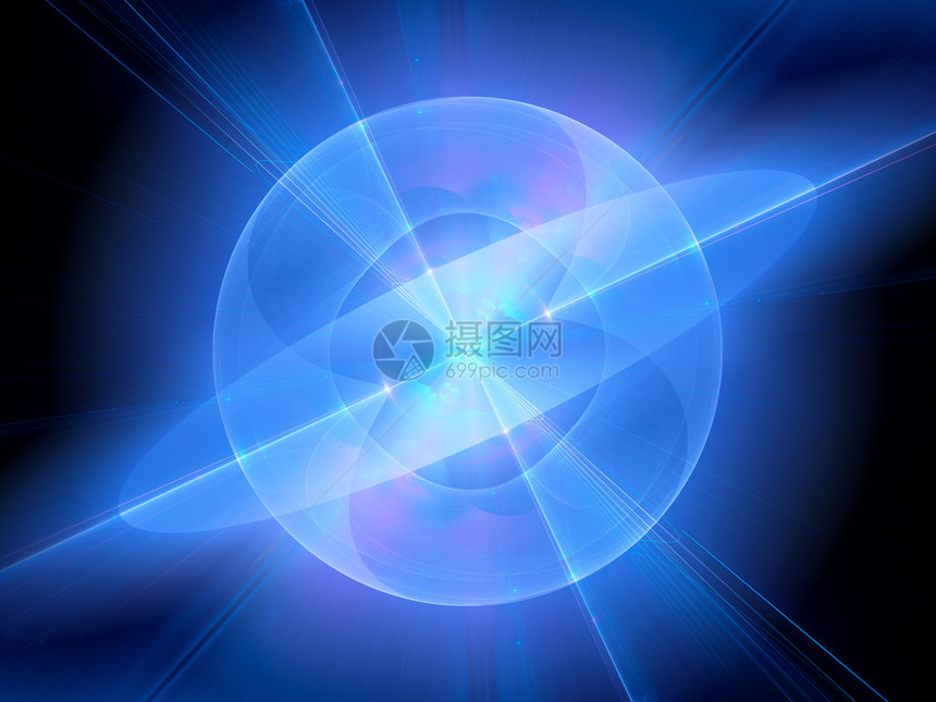蓝色发光量子分形计算机生成抽象背图片