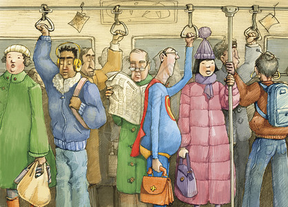 地铁高峰时段人山海各色英雄背景图片