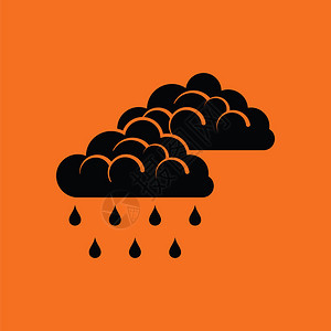 雨图标橙色背景黑图片