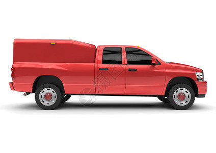 带双驾驶室和面包车的红色商用车送货卡车背景图片