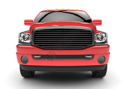 带双驾驶室和面包车的红色商用车送货卡车图片