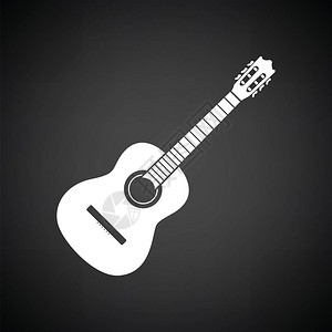 音响吉他图标黑色背景和白图片