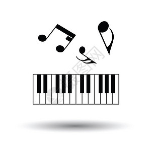 钢琴键盘图标白色背景和影子设图片