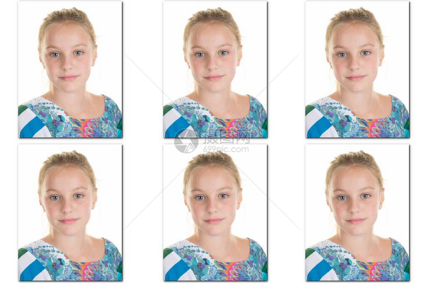 一名金发年轻女孩的护照片图片