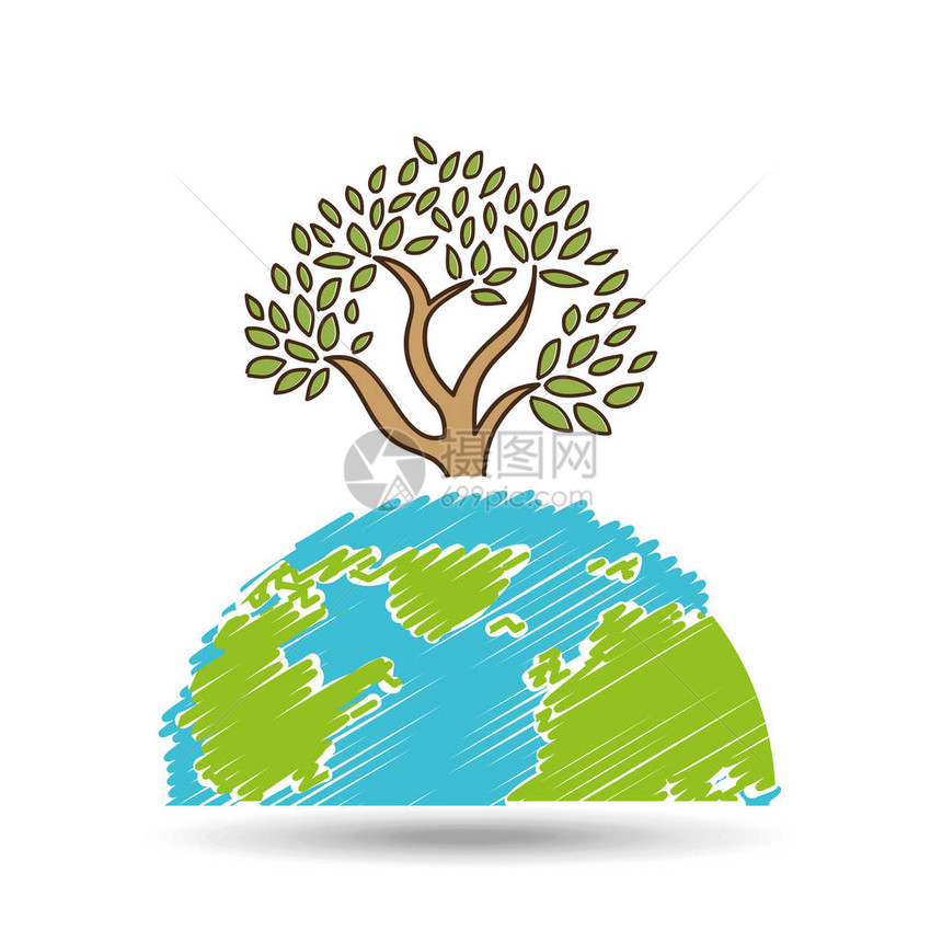 符号生态树全球图标矢量图eps10图片