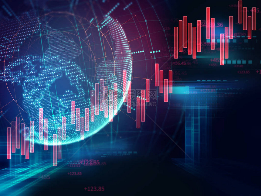 技术抽象背景下的地球未来技术与金融股市图图片
