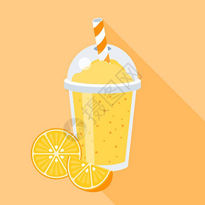 果子橙汁草塑料草的橙汁长阴影平板设计等橙色冰背景图片