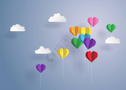 折纸用心形制作气球纸艺风格图片