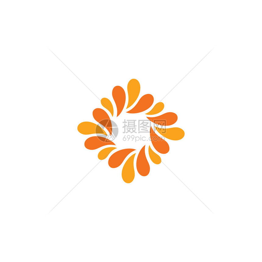 孤立的抽象橙色标志菱形状标识花瓣图标花卉装饰标志自然图片