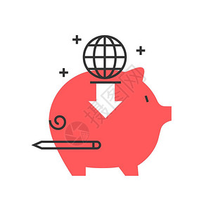 经费彩盒图标全球投资概念插图标背景和图形插画