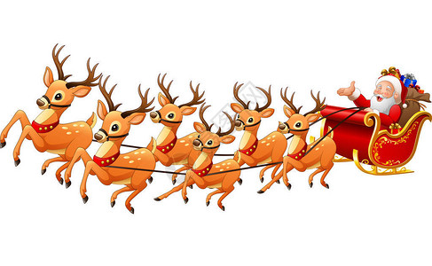 向量说明圣诞老人在圣诞节骑驯鹿雪图片