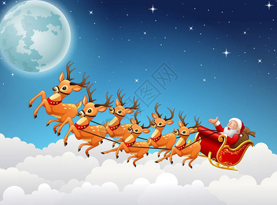 向量说明圣诞老人骑驯鹿雪橇图片