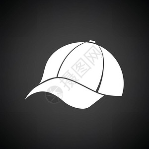 棒球帽图标黑色背景与白图片