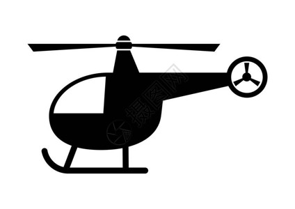 白色背景的黑色直升机图片