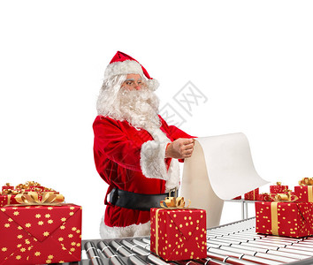 3DSantaclaus检查列表xmas礼品盒和包裹在图片