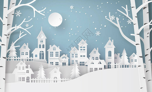 冬季雪城乡村景观城市村图片