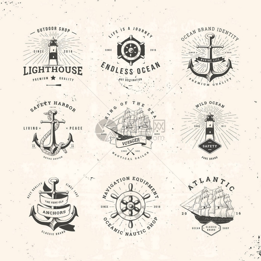 一套老式航海印刷标志图片