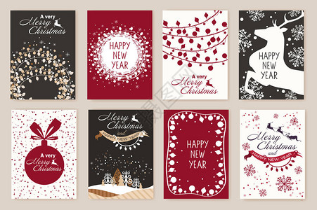 收藏加购带加华兰的圣诞卡片系列矢量说明设计图片